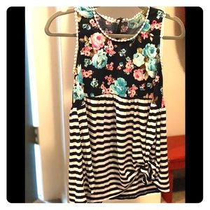 Boutique floral and striped tank